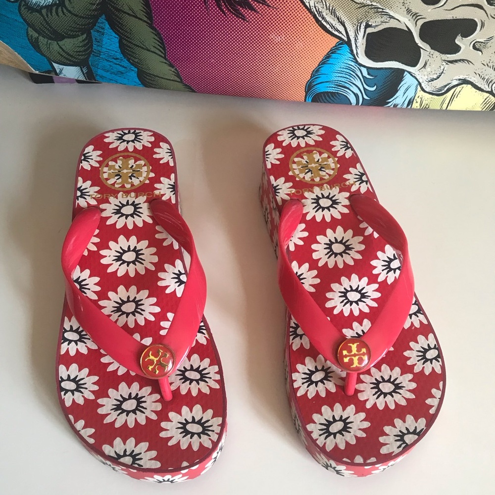Tory Burch Rubber Floral Print Flip Flop Women's Size 5